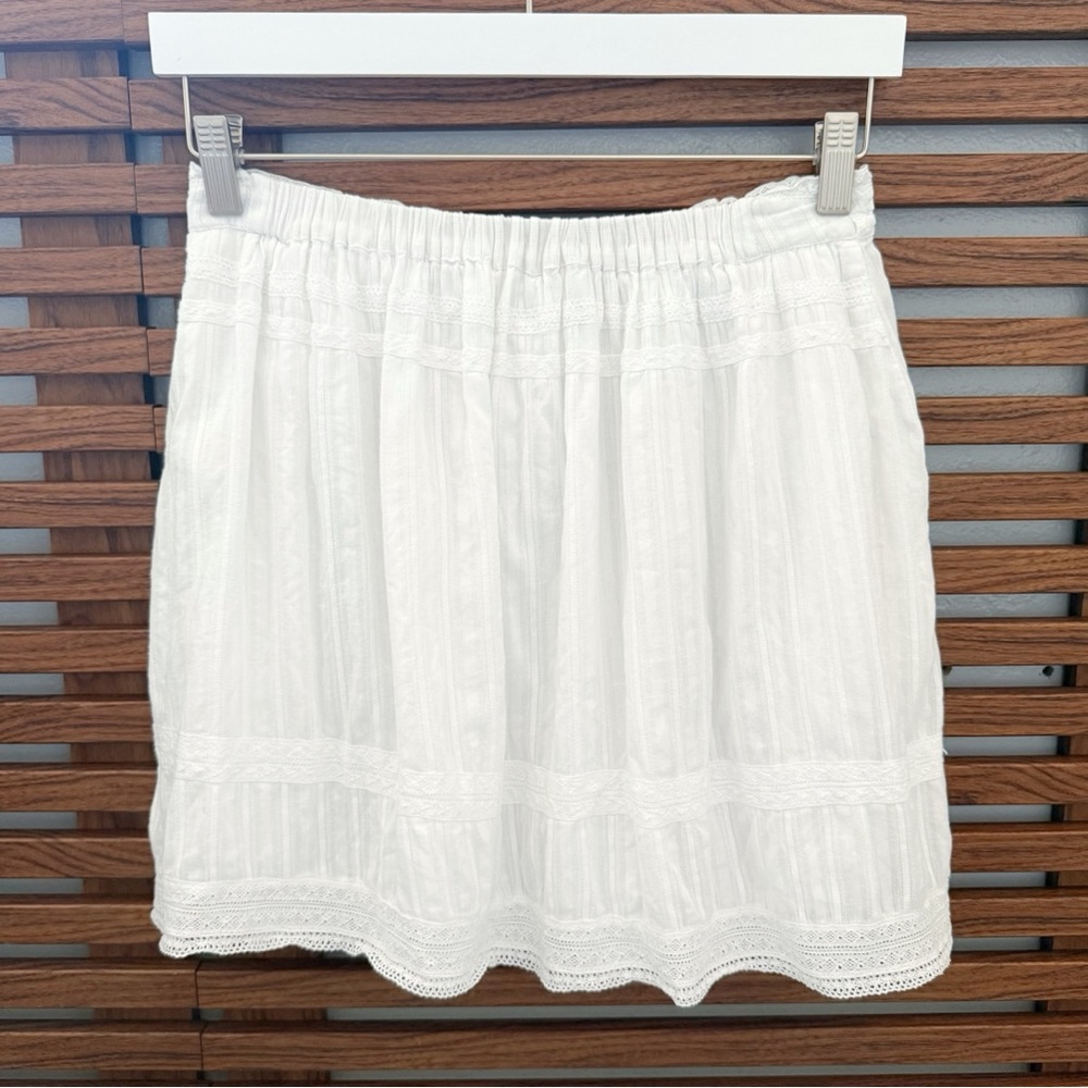 ZADIG & VOLTAIRE JOXINI WHITE COTTON LACE TRIM MINI SKIRT - Picture 6 of 14